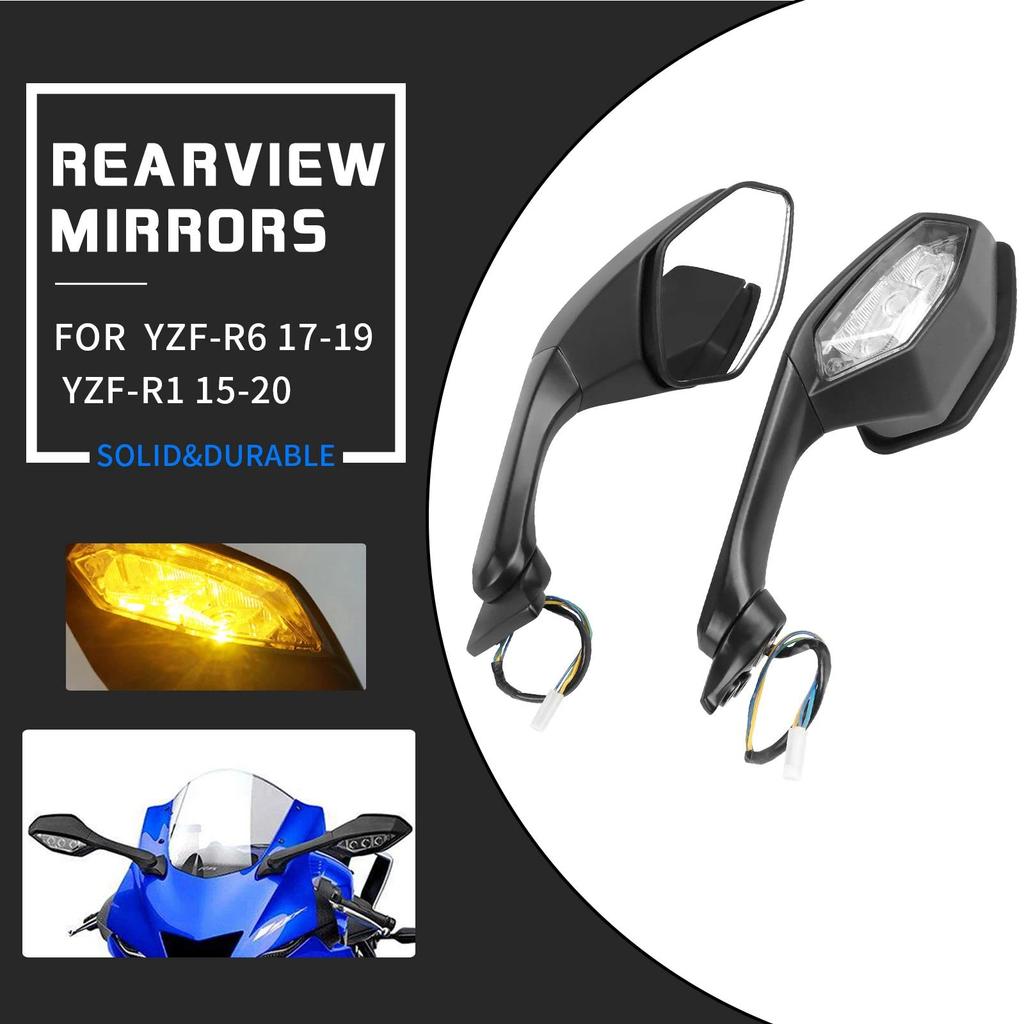 A-กระจกมองหลังมอเตอร์ไซค์ สำหรับ Yamaha YZF-R1 R1M 2015-2025 YFZ-R6 17-25 แบบพับได้ พร้อมไฟเลี้ยว