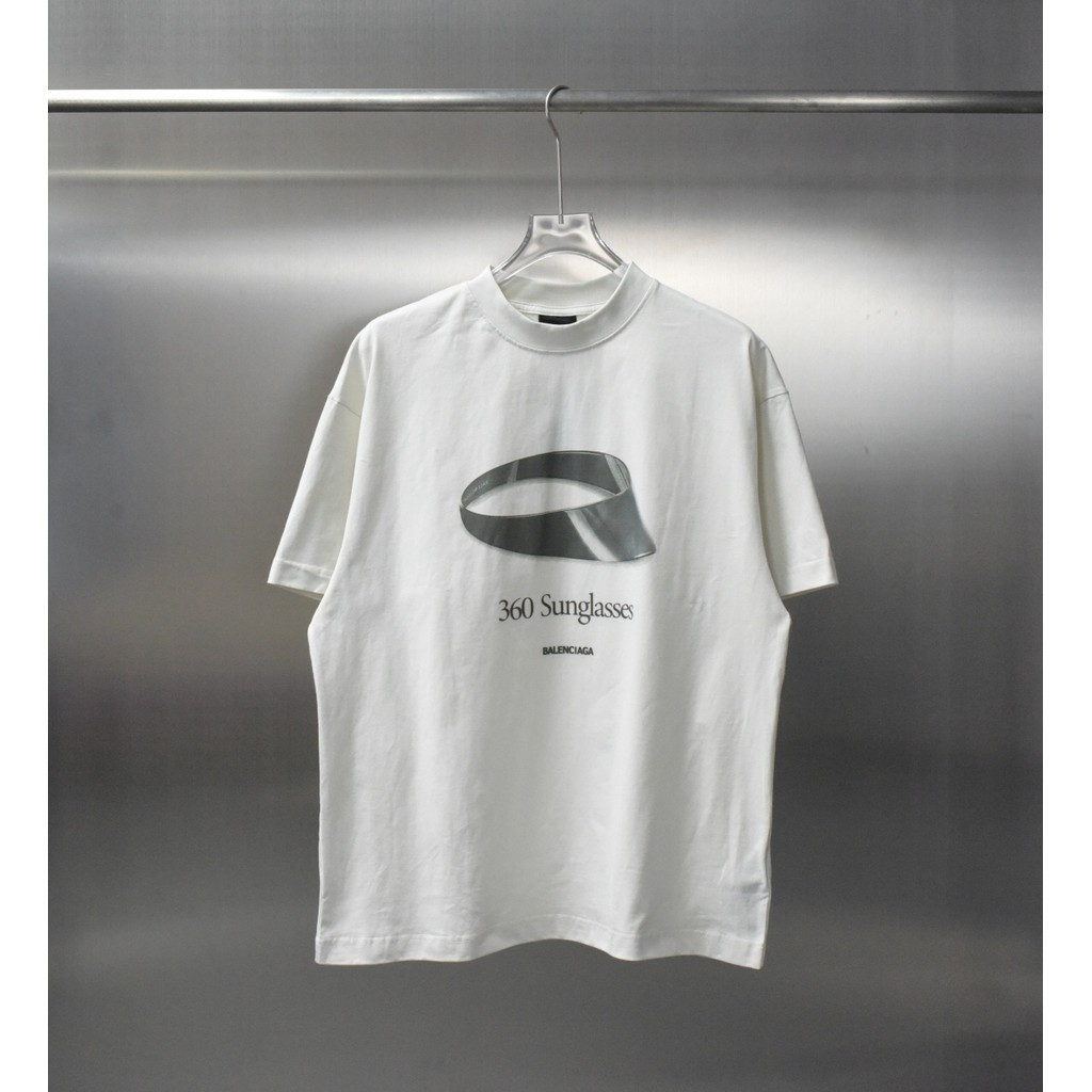 BALENCIAGA/BALENCIAGA 2026 คลาสสิกรอบคอแขนสั้นเสื้อยืดผู้ชายผู้หญิงฤดูใบไม้ผลิฤดูใบไม้ร่วง High-End 