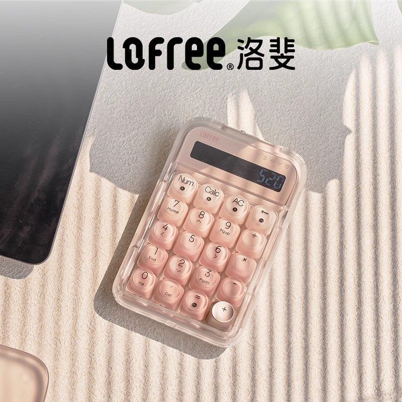 Lofree Lofree Lofree Liquid Foundation คีย์บอร์ดบลูทูธดิจิตอลสามโหมดชานมไร้สายเครื่องคํานวณภายนอก