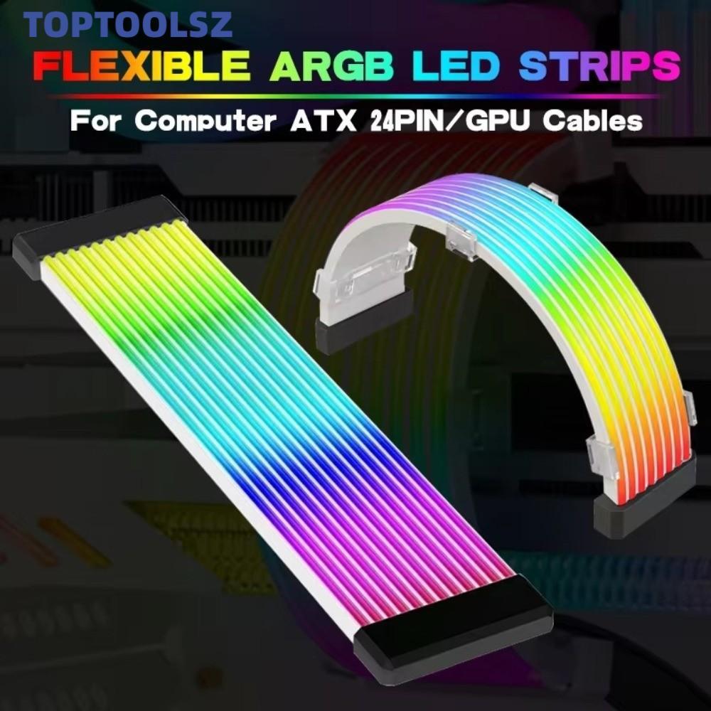 TOPTOOLS ไฟ LED Strip, ยืดหยุ่น DIY PC Light Strip, สายต่อ 8PIN 24PIN ARGB Light Bar