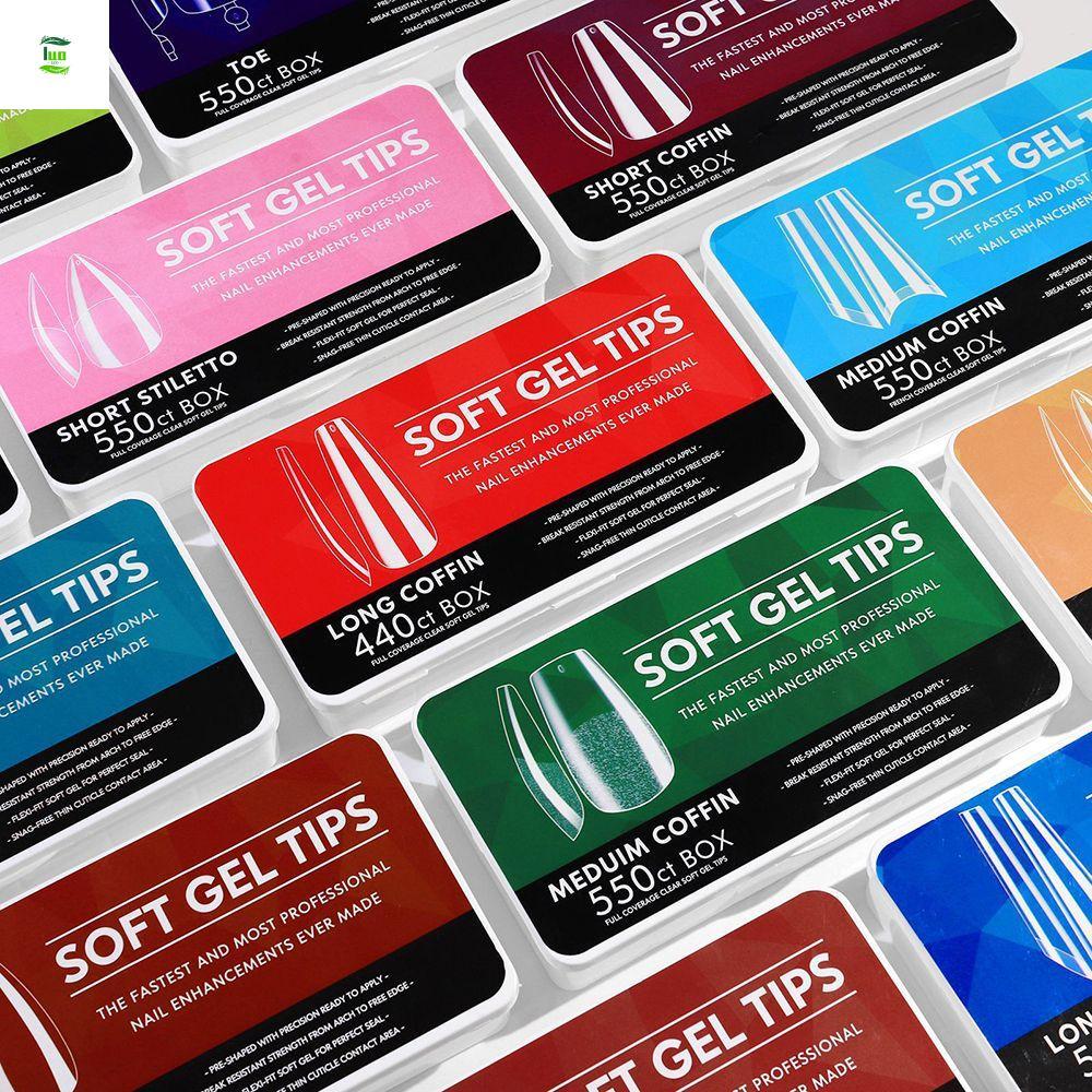 LUOLVTH 550 ชิ้น Gelly Tips Full Cover Nail Tips Kit Soft Gel