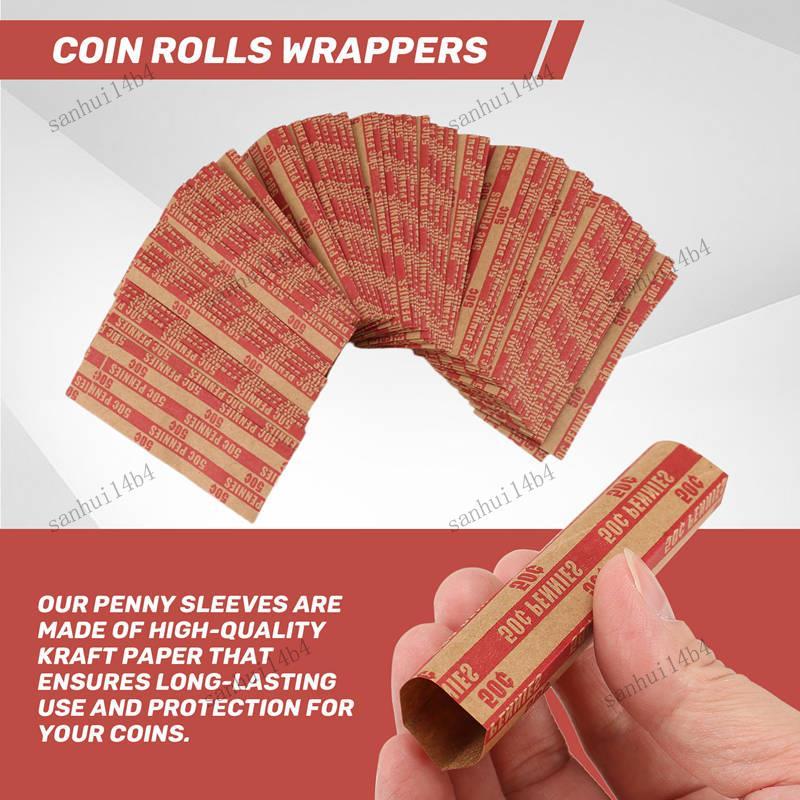 100 ชิ้น Penny Coin Wrappers Penny Sleeves Flat Paper Penny Rolls Wrappers