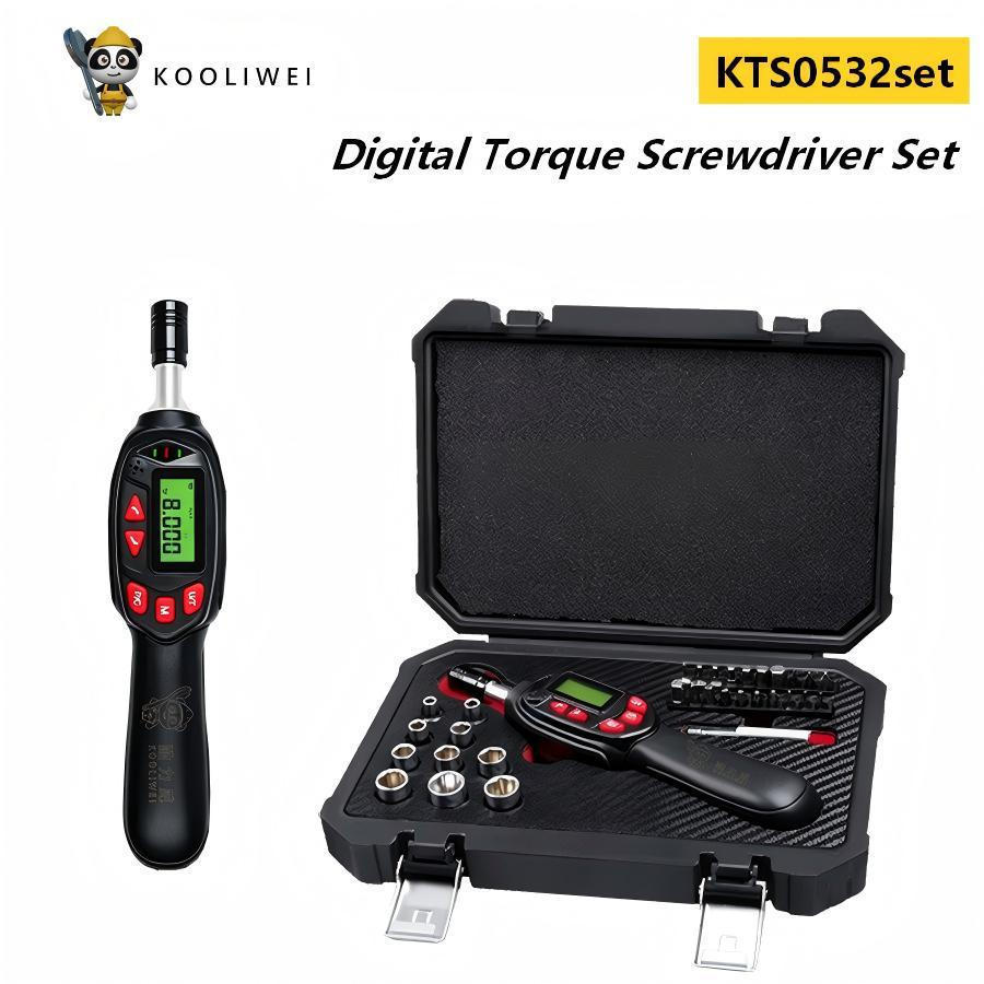 KOOLIWEI KTS0532set ชุดไขควงแรงบิดดิจิตอล 1/4 "0.4-8N.m ±2% 999Mem 32 ชิ้น w/ซ็อกเก็ตและ Bits Multi-
