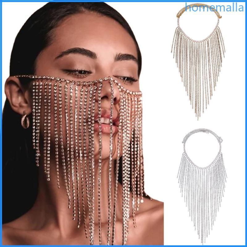HO Vintage Face Chain Blingbling Chain เจ้าสาว Headpiece Glistening Crystal