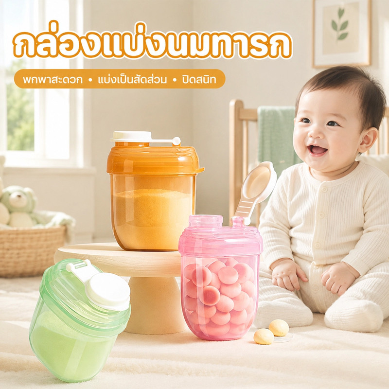 พร้อมส่ง กล่องแบ่งนมทารก ความจุสูงพกง่าย กันชื้น ใช้ปลอดภัย ตัวช่วยสุดปังสำหรับแม่ที่ชอบเที่ยว