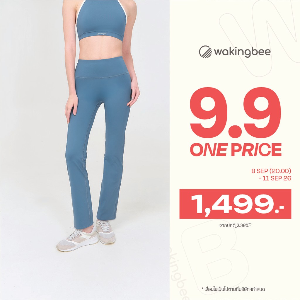 Wakingbee x Taew Lap Tights เลกกิ้งออกกำลังกาย ใส่ลงน้ำได้ ทรงขากระบอก เอวสูงเก็บหน้าท้อง ผ้ากันยูวี แห้งไว