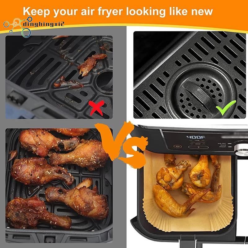 400 ชิ้น Air Fryer กระดาษสําหรับ DZ201/DZ401 Nonstick สี่เหลี่ยมผืนผ้า Air Fryer กระดาษรองอบ HeatRes