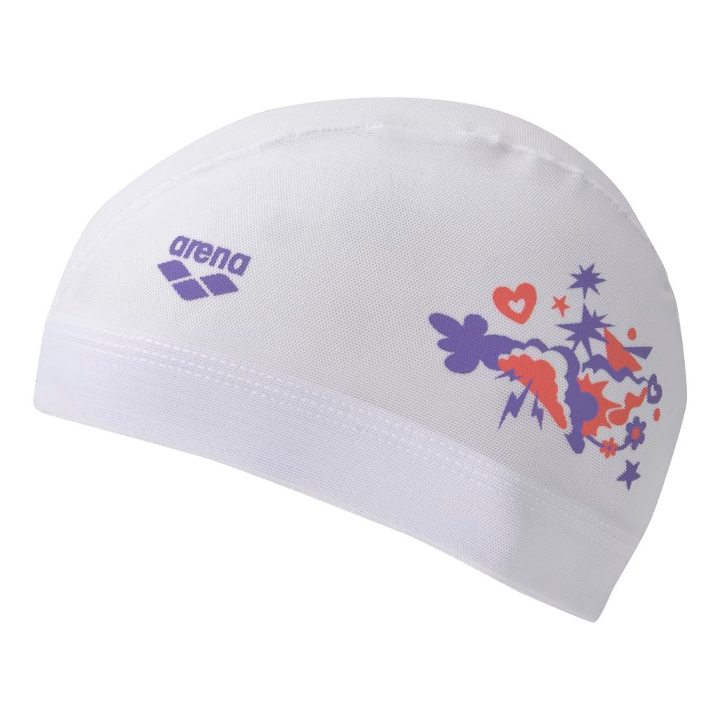 Arena AS6SSC55U Mesh Swim Cap - White×Purple(WHPP) - Size L