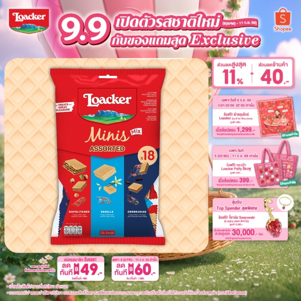 ล็อคเกอร์ มินิส์ แอสซอร์ทเต็ด 180 กรัม | Loacker Minis Assorted 180 g