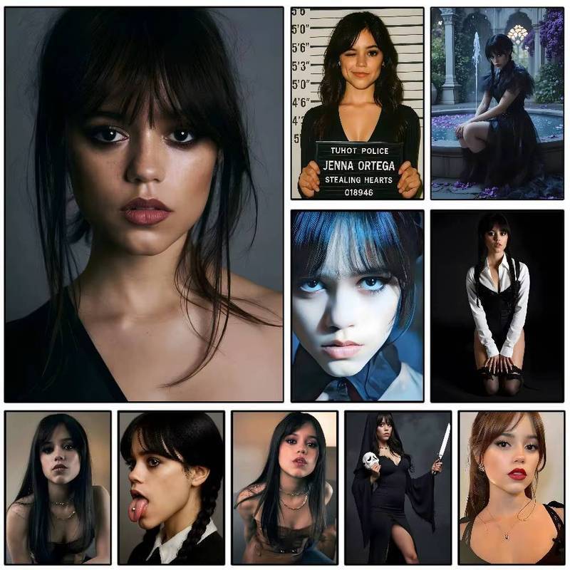 Jenna Ortega Actress คนดังภาพภาพยนตร์ความงามโปสเตอร์ไม่มีกรอบผ้าใบ Wall Art ภาพวาดห้องนอนโฮมเธียเตอร