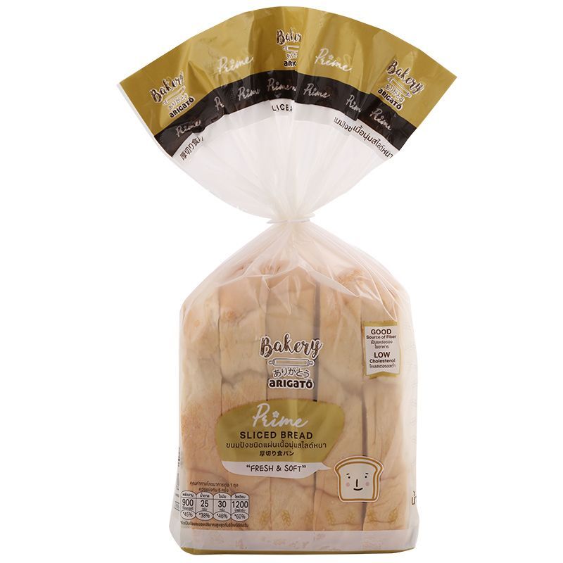 เบเกอรี่อาริกาโตะขนมปังชนิดแผ่นเนื้อนุ่มสไลด์หนา 275กรัม Bakery Arigato Rich And Soft Sliced Bread 275g.