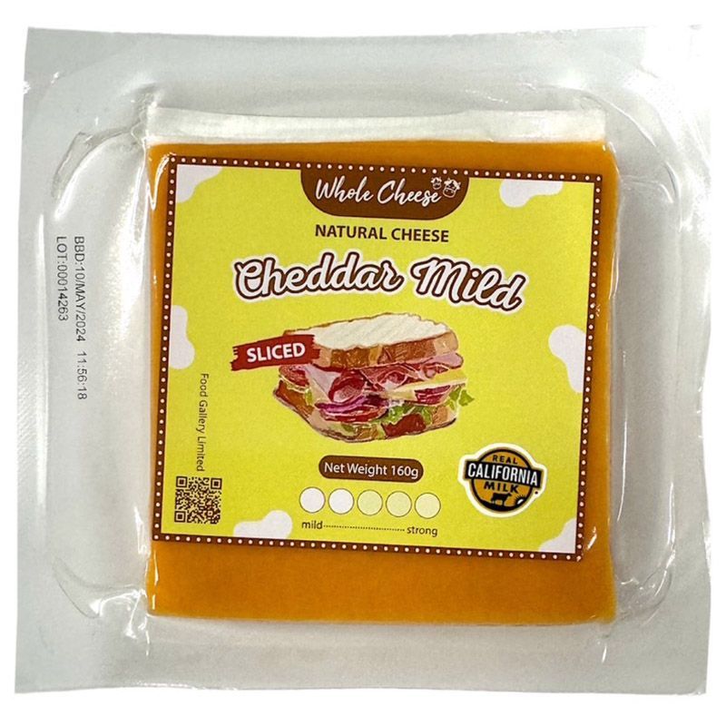 โฮลชีสเชดด้ามายด์ชีสสไลซ์ 160กรัม Whole Cheese Cheddar Mild Cheese Slice 160g.