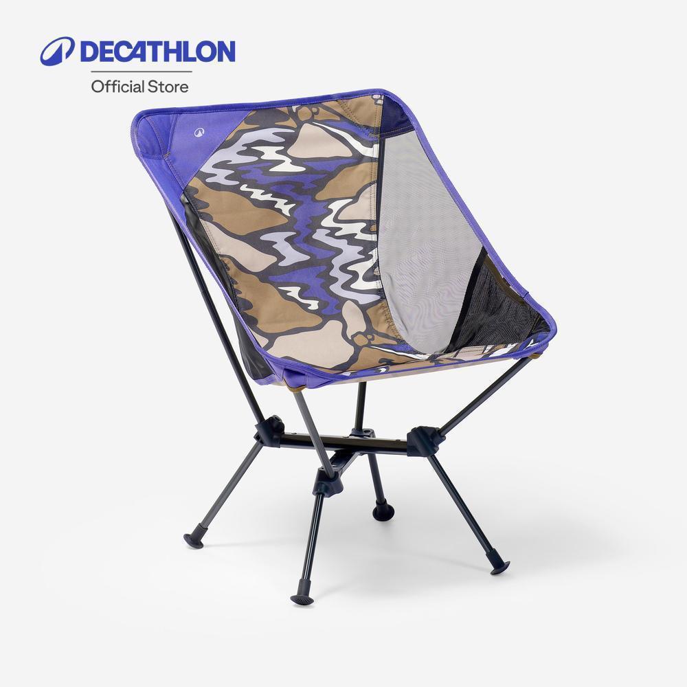 Decathlon Low Camping Chair - Ultra-Compact And Foldable เก้าอี้สนามทรงเตี้ยพับได้สำหรับการตั้งแคมป์ - Purple
