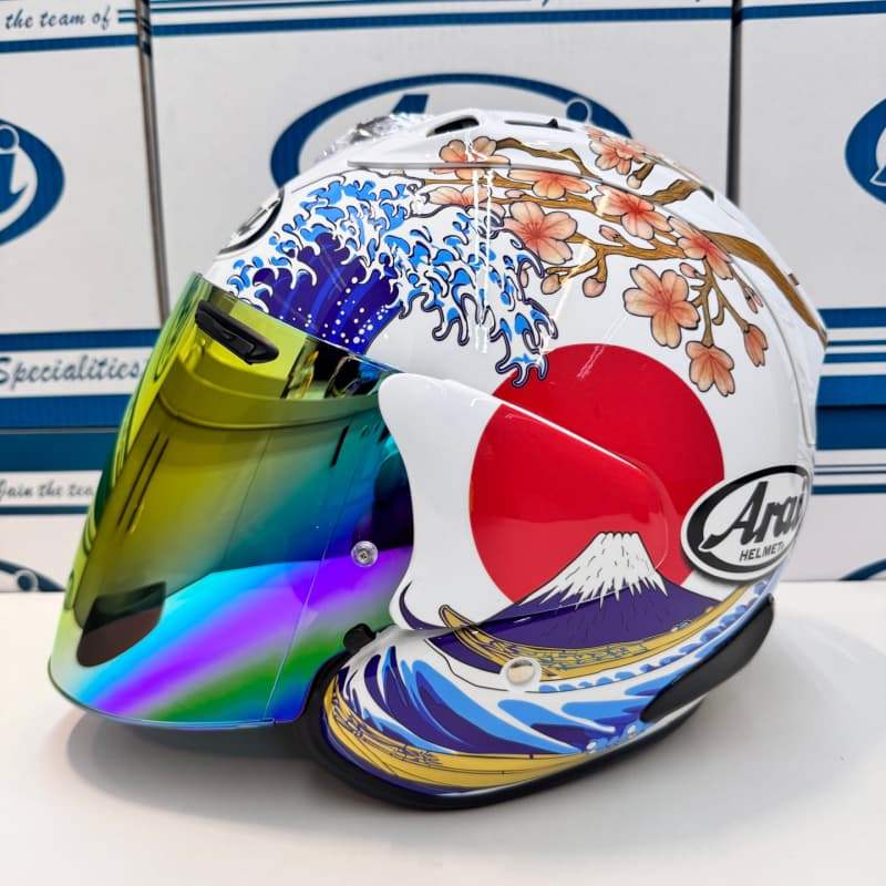 ARAI VZ-RAM หมวกกันน็อคครึ่งใบ Fuji สีขาว ARAI หมวกกันน็อคมอเตอร์ไซค์ หมวกกันน็อคขี่มอเตอร์ไซค์