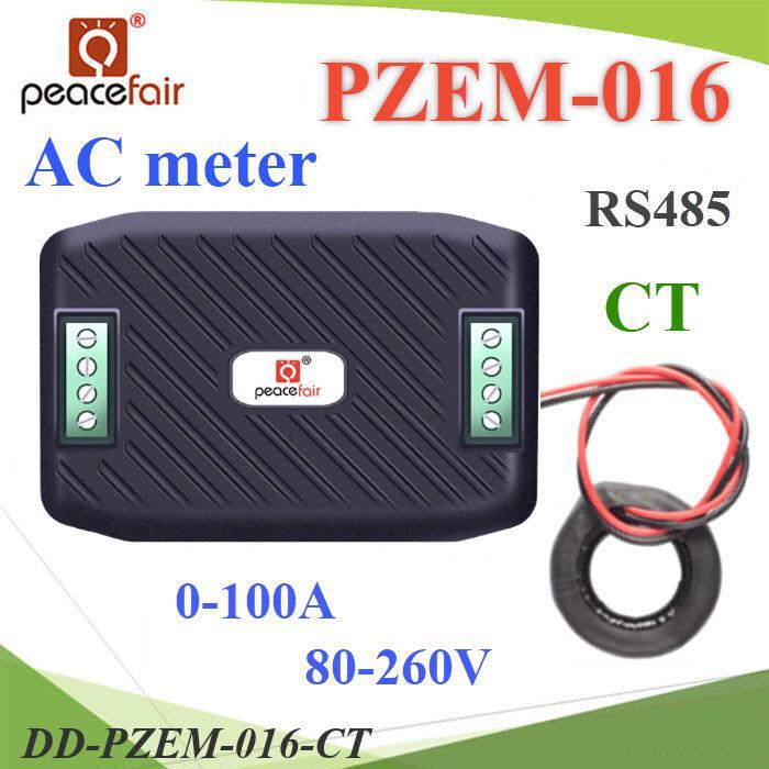 .PZEM-016 AC ดิจิตอลมิเตอร์ 100A 80-260V โวลท์ แอมป์ วัตต์ พลังงานไฟฟ้า RS485 port Coil CT DD