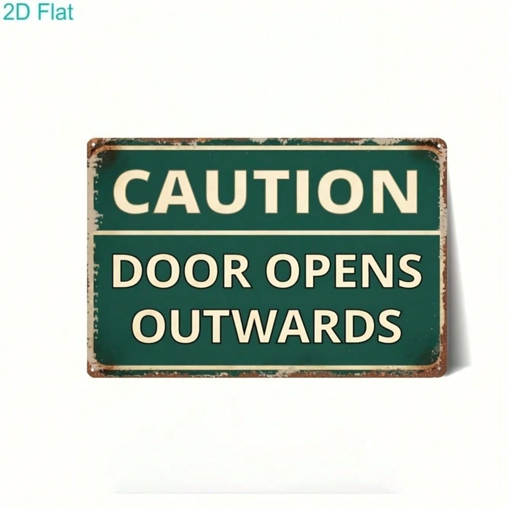 CIFbuy Caution Door Opens Outwards Vintage Metal Sign Retro Farmhouse Wall Art
