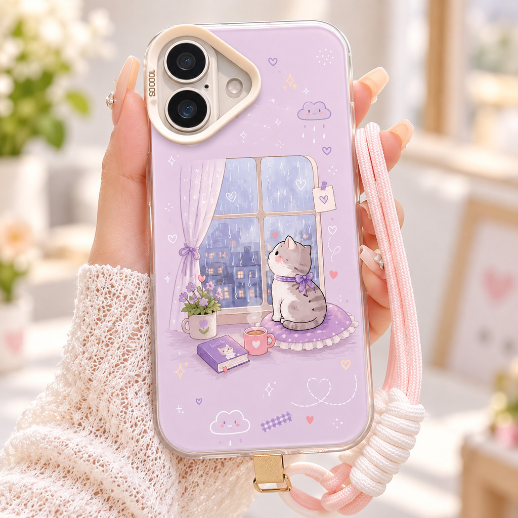 เข้ากันได้กับ iPhone 17/18P Pro Max iPhone 16 iPhone 15 iPhone 13 เคสไอโฟน เคส iphone ลายน่ารัก ผิวด้านสีเงิน HHMSCY60