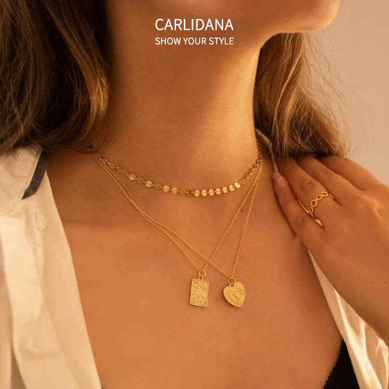 สร้อยคอมินิมอลแบบดิสก์ขนาดเล็ก ทำจากเหล็กไทเทเนียมเคลือบ IPG14K Gold พร้อมสไตล์ใหม่สำหรับฤดูร้อน