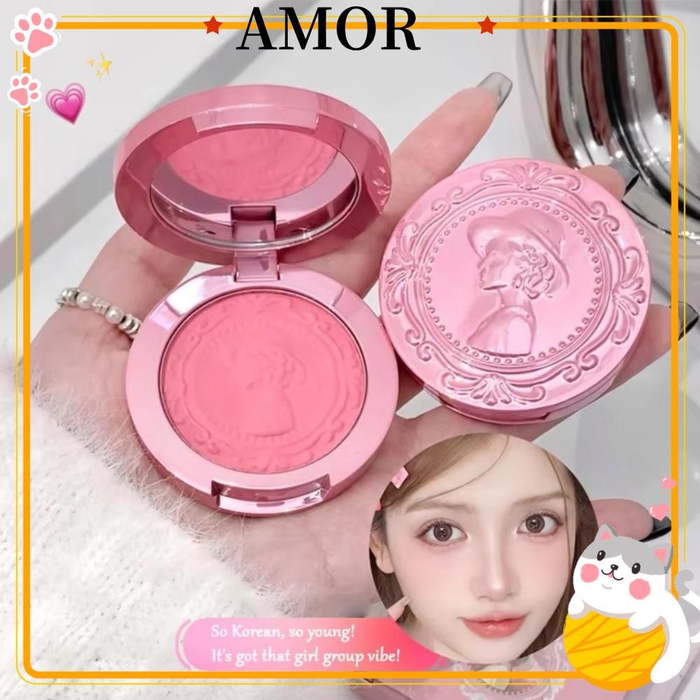 AMOR Blush Cream, สามมิติบรรเทาความอิ่มตัวต่ํา Face Contour Blusher, แต่งหน้า Brightening Delicate B