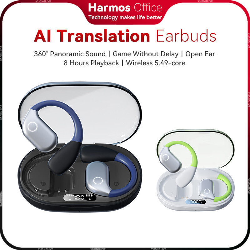 หูฟังบลูทูธพร้อมหูฟังแปล AI 8 Hrs Playback หูฟังเปิดหูจอแสดงผล LEDHT99 KEWO