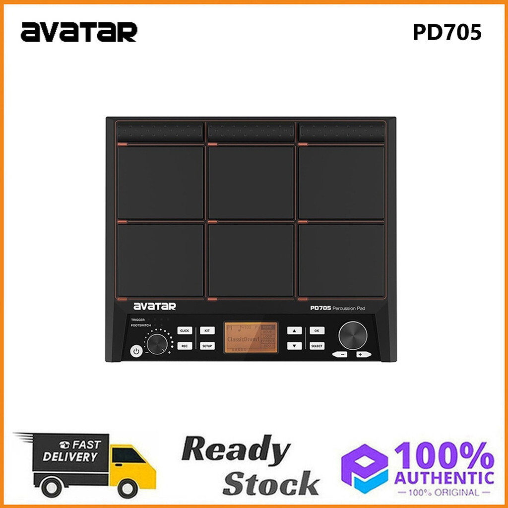Avatar PD705 512m เครื่องกระทบตัวอย่าง Pad 9 Trigger Electric Drum Pad ในตัว 592 เสียง Metronome Eff