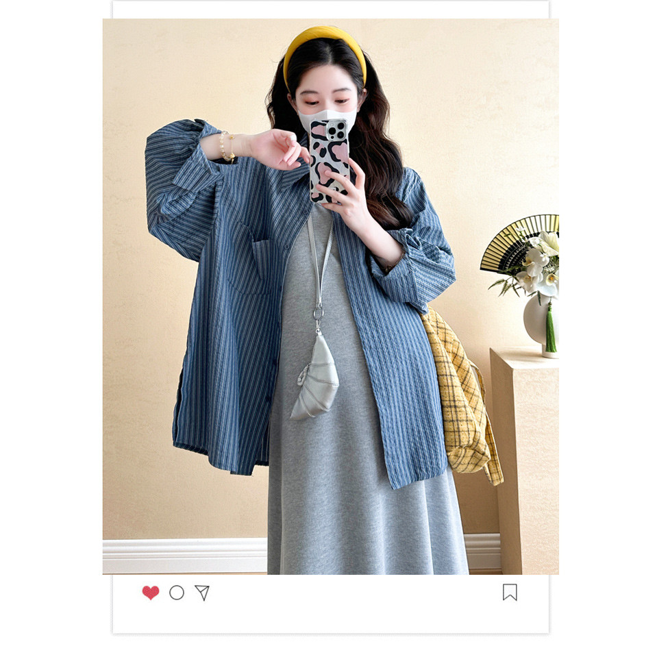 ชุดคลุมท้องลายทางพร้อมเสื้อกั๊กกระโปรง สไตล์ใหม่สำหรับคุณแม่ท้อง - รูปที่ 7