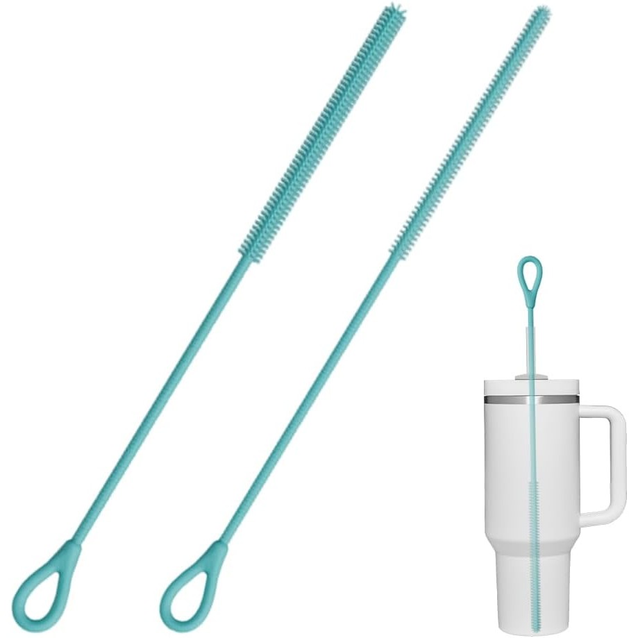 Silicone Straw Cleaner Brush, 2025 New Extra Long Soft Silicone Brush Tool Pipe Brushs Cup Lid Clean
