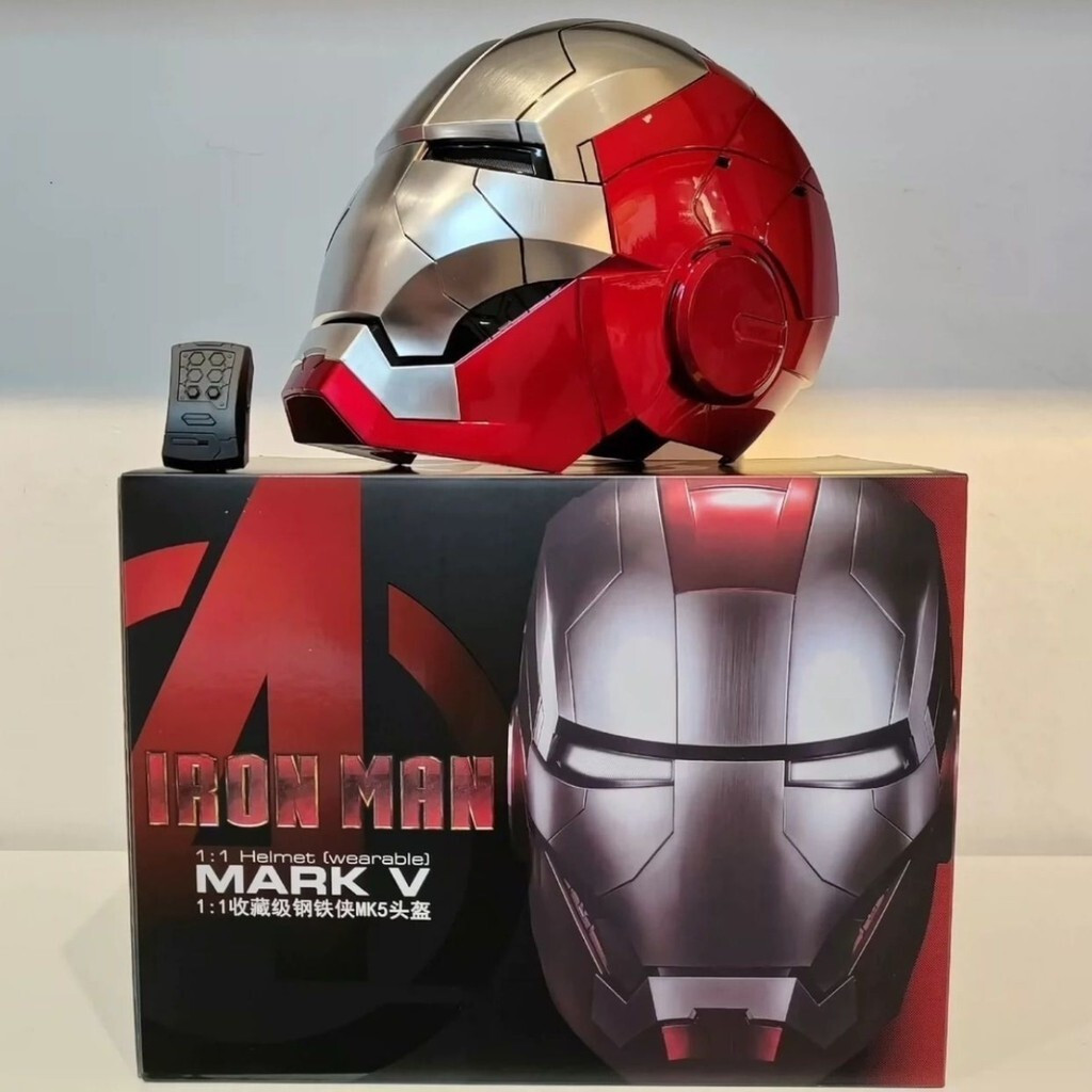 Spot Goods Iron Man MK5การควบคุมด้วยเสียงภาษาจีนและอังกฤษพร้อมหมวกกันน็อคแบบสัมผัสของขวัญแฟนเด็กตัวล
