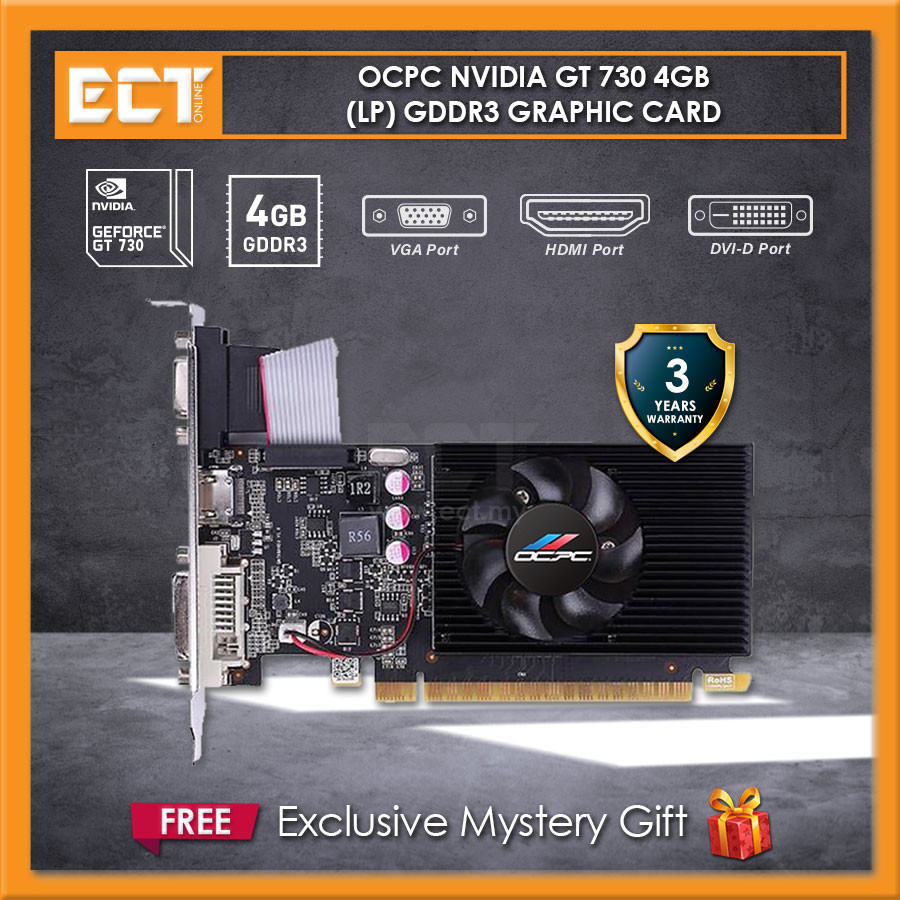 OCPC NVIDIA GT 730 4GB (LP) GDDR3 กราฟิกการ์ด (VGA, HDMI DVI) (OCVNGT730G4)