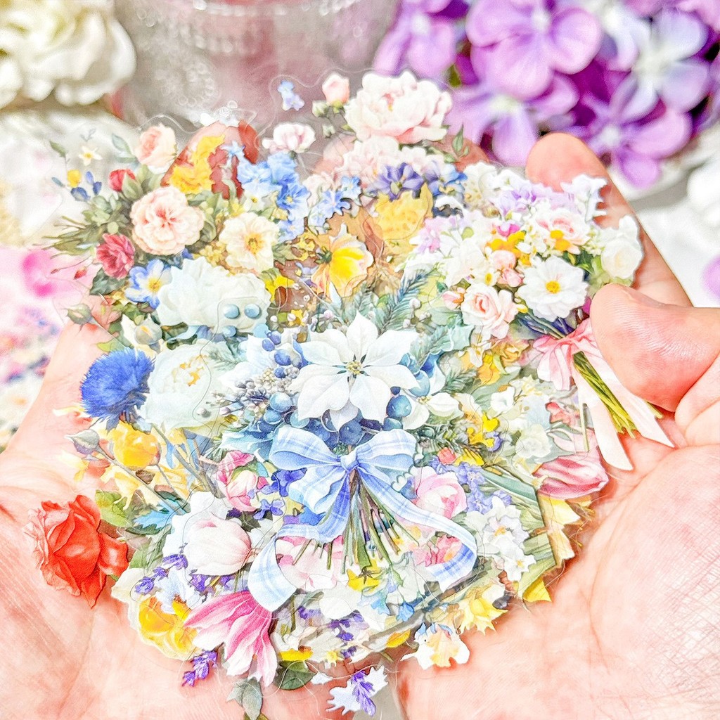 Journamm 20PCS PET สติกเกอร์ดอกไม้สติกเกอร์ Vintage Embelishment สติกเกอร์โปร่งใสสําหรับ Scrapbooking อุปกรณ์ความงาม Junk Journaling Craft สติกเกอร์ ราคา ถูกที่สุด ดีลบีเคเค แกลเลอรีภาพที่ 3