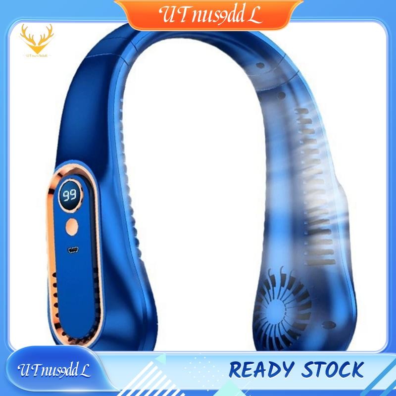 [UTnus9ddL] พัดลมคล้องคอไร้ใบพัดพร้อมจอแสดงผลดิจิตอล USB ชาร์จ Mini Air Coole พัดลมคล้องคอแบบพกพา