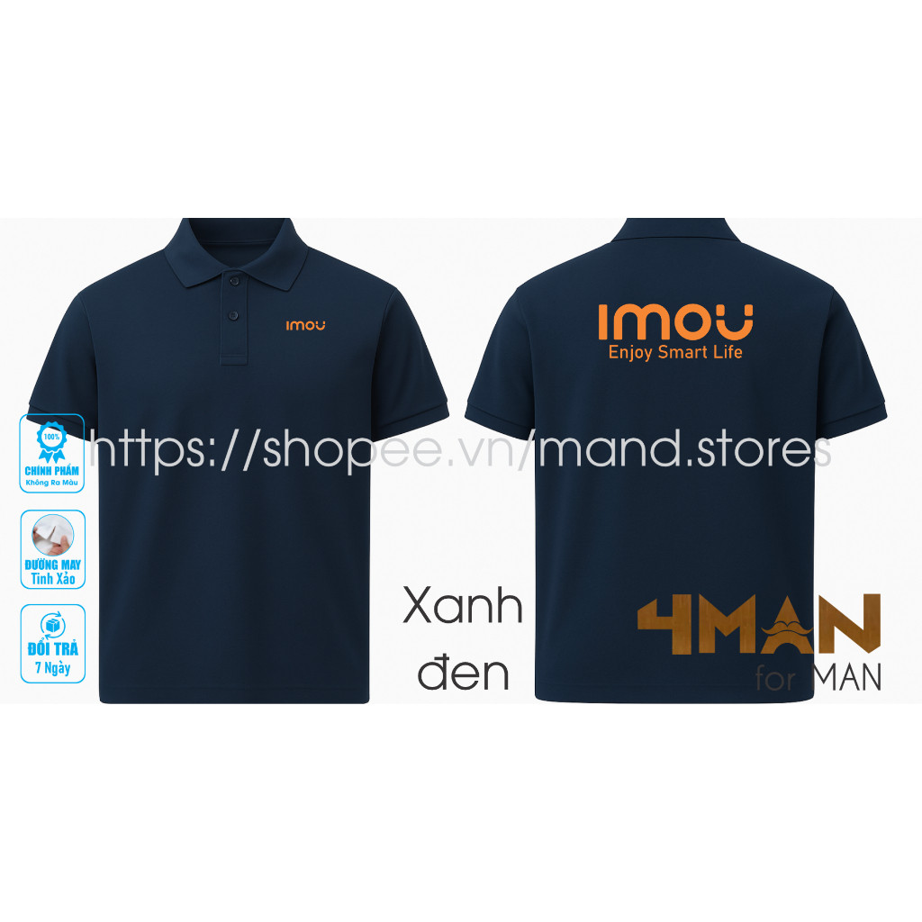 IMOU Polo T-shirt " Enjoy Smart Life " เสื้อยืด CVC Crocodile หนา เนียสีต่อต้านริ้วรอย - 4Man Storeผ