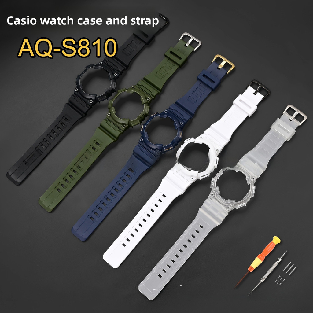 เหมาะสําหรับนาฬิกา Casio พร้อมชุดเคส AQ-S810W เรซิ่นโปร่งแสงอุปกรณ์เสริม