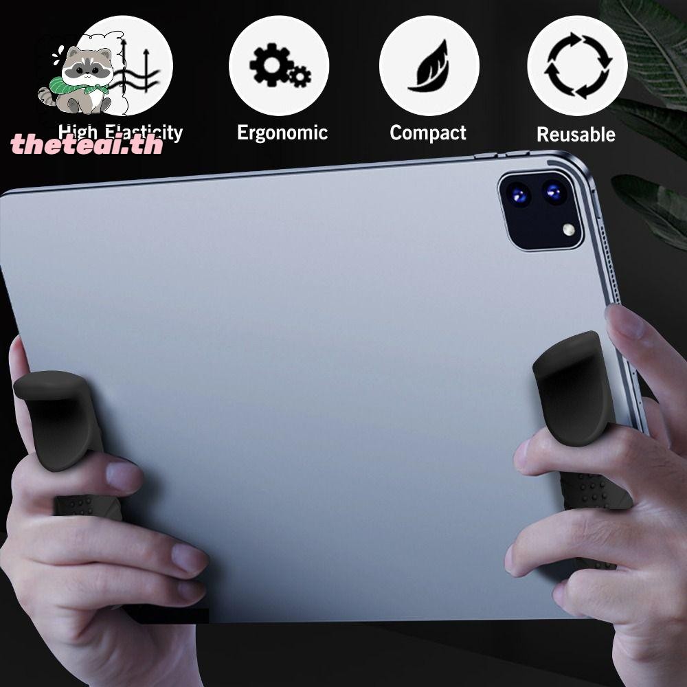 THETEAI กริปเกมแพด ที่จับเกมซิลิโคนกันลื่นสําหรับแท็บเล็ต แบบพกพา Multi-Finger Triggers Operation รองรับมือแท็บเล็ตแบบใช้ซ้ําได้สําหรับ PUBG/Knives Out/Rules of