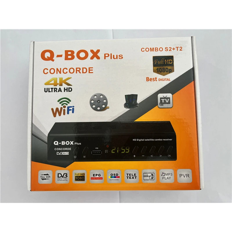 DVB-T2 DVB-S2 Combo Q-BOX เครื่องรับสัญญาณทีวีดาวเทียม H.264 MPEG 4 DIGITAL TV ถอดรหัส 1080P Full HD