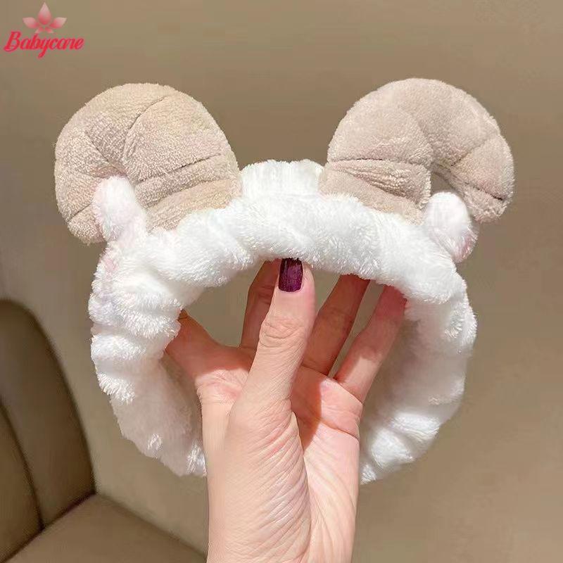 BYCE> Hairband Coral Plush น่ารักผมนุ่ม Bow Hairband ล้างหน้าแต่งหน้าผ้าพันแผลอุปกรณ์เสริมใหม่