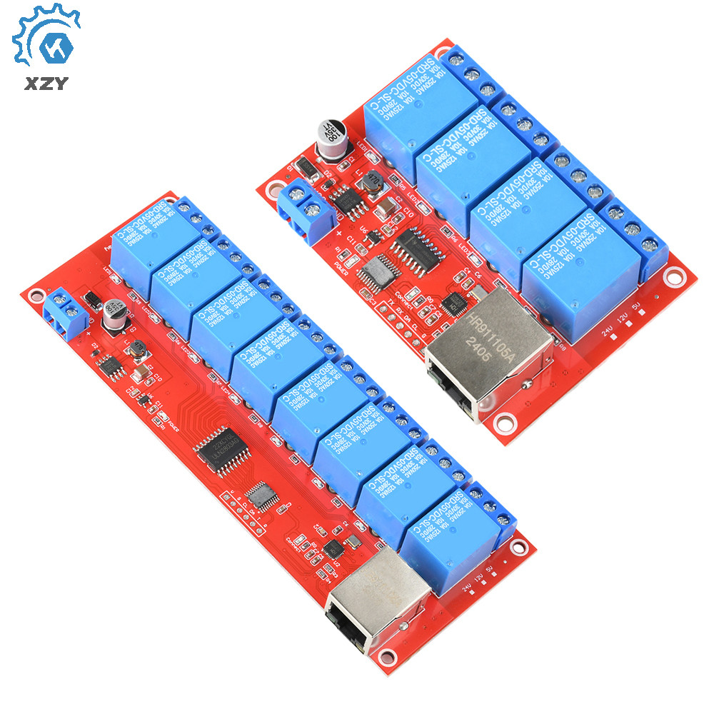 DC5V/12V/24V 4/8 Way TCPIP เครือข่าย Ethernet รีเลย์โมดูลสวิทช์ LAN ควบคุมอุปกรณ์สมาร์ทรีโมทคอนโทรล