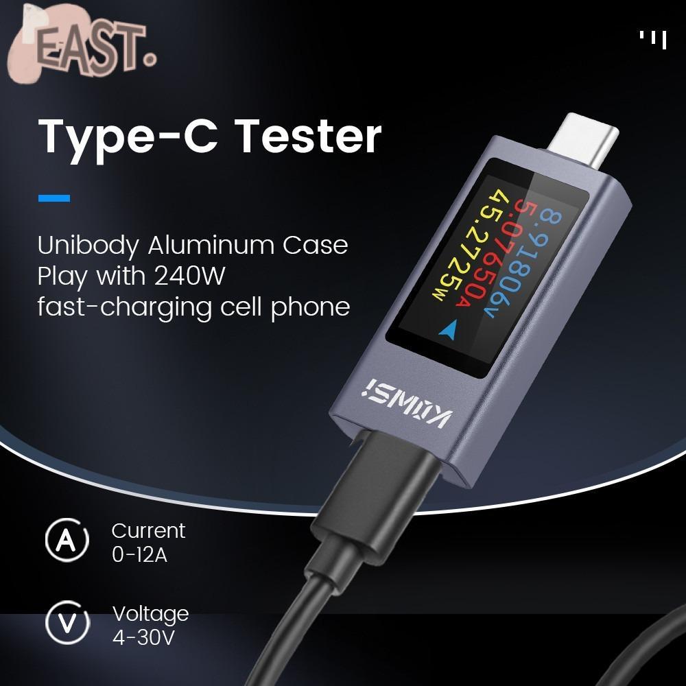 EASTS Current และแรงดันไฟฟ้า, KWS-2303C DC 4-30V 0-12A Power Meter Tester, จอแสดงผล LCD Type-C PD โท