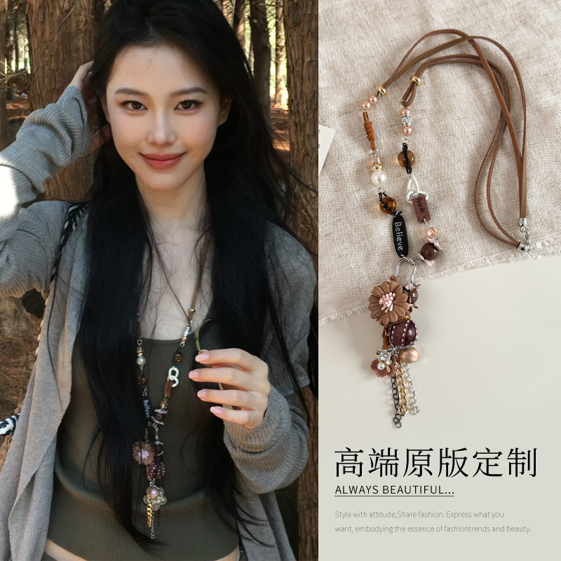 สร้อยคอมีลูกปัดลายดอกไม้ในสไตล์โบฮีเมียนและชาติพันธุ์ จากซีรีส์ Utopia Series~Late Night