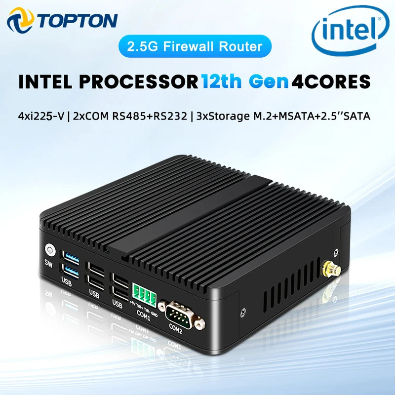 12th Gen 2.5G Firewall Router Intel N100 J6426 4x i225-V LAN 2*COM RS485 RS232 อุตสาหกรรม Fanless Mi