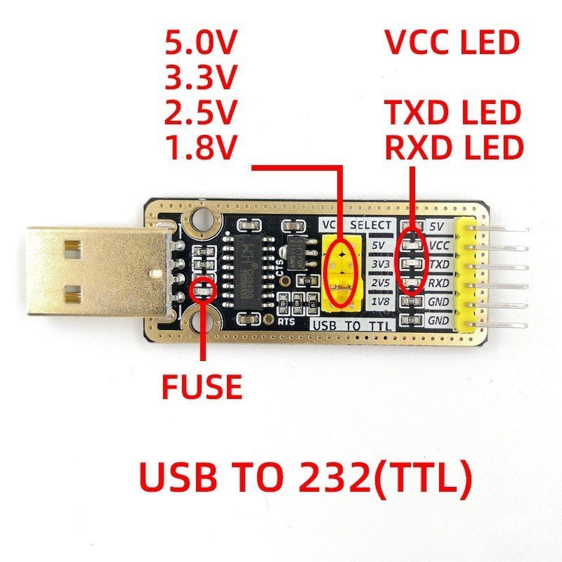 USB TTL1.8 V2.5 V3.3 VUSB โมดูลสายเคเบิลไปยัง Serial ดาวน์โหลดสายกระพริบบอร์ด CH343G อัพเกรดบอร์ด DG