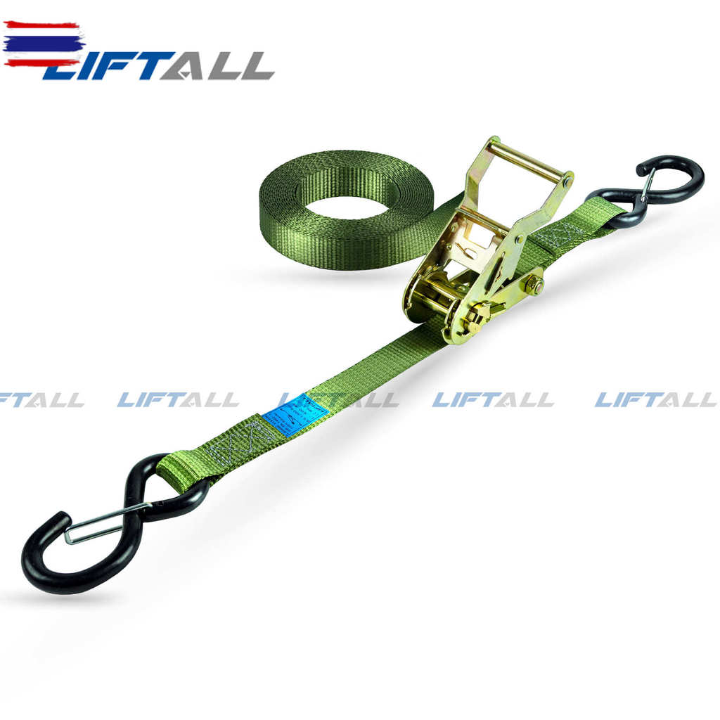 สายรัดของ Lift All รัดน้ำหนัก 1,500 กก. พร้อมหัวล็อค ตะขอแมีล็อค S-Snap Hook 2 ปลาย สายรัดโพลีเอสเตอ