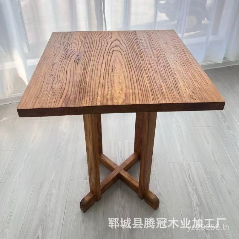 โต๊ะพักผ่อน B & B ไม้เนื้อแข็งโต๊ะรับประทานอาหารโรงแรมโต๊ะน้ําชา Cafe Log Simple Old Elm โต๊ะน้ําชาจ