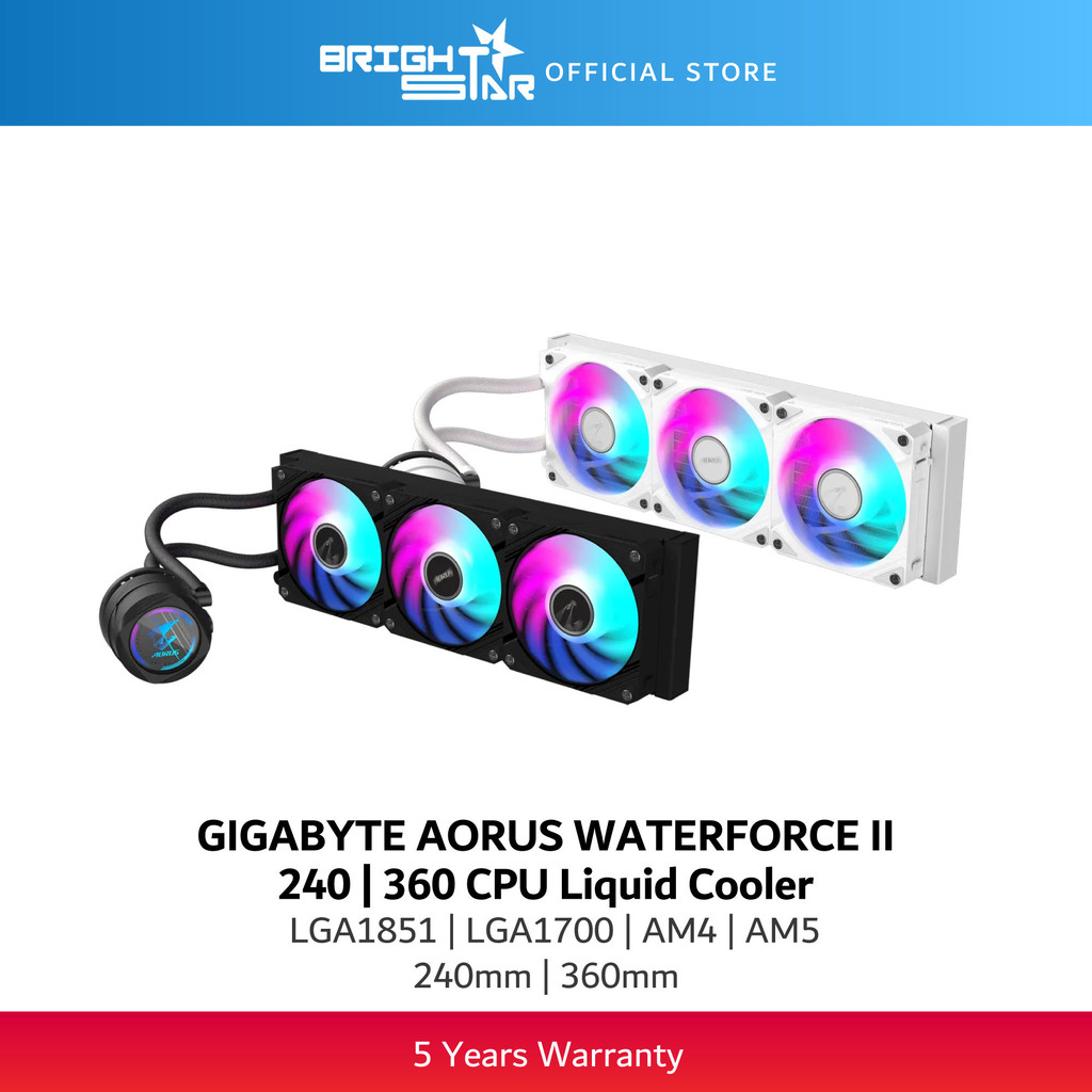GIGABYTE AORUS WATERFORCE II 240 360 CPU Liquid Cooler - สีดําสีขาว