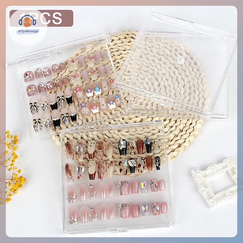 AFl Nail Art Organizer กล่องบรรจุภัณฑ์พลาสติกใสเล็บ Enhancement Storage เครื่องประดับสร้อยคอแสดงของข