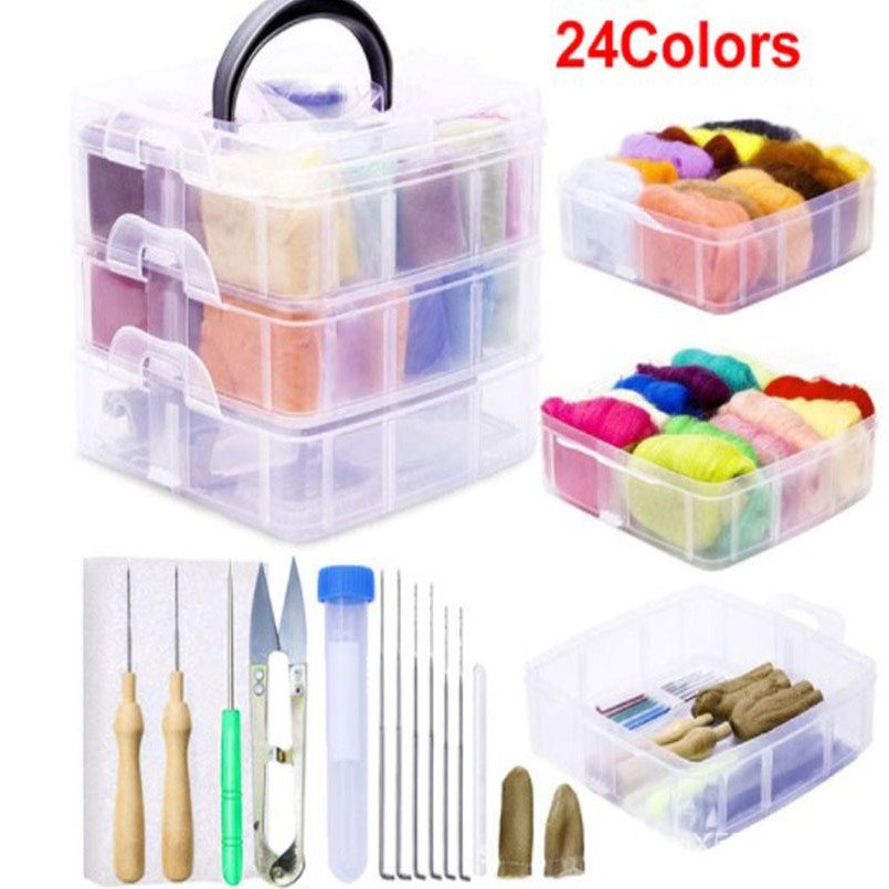 Wish24 ขนสัตว์ Felt 6 เครื่องมือกล่องเก็บสี Fine Wool Le ตัด Cross-Border Exclusively Supply 5g 6s แ