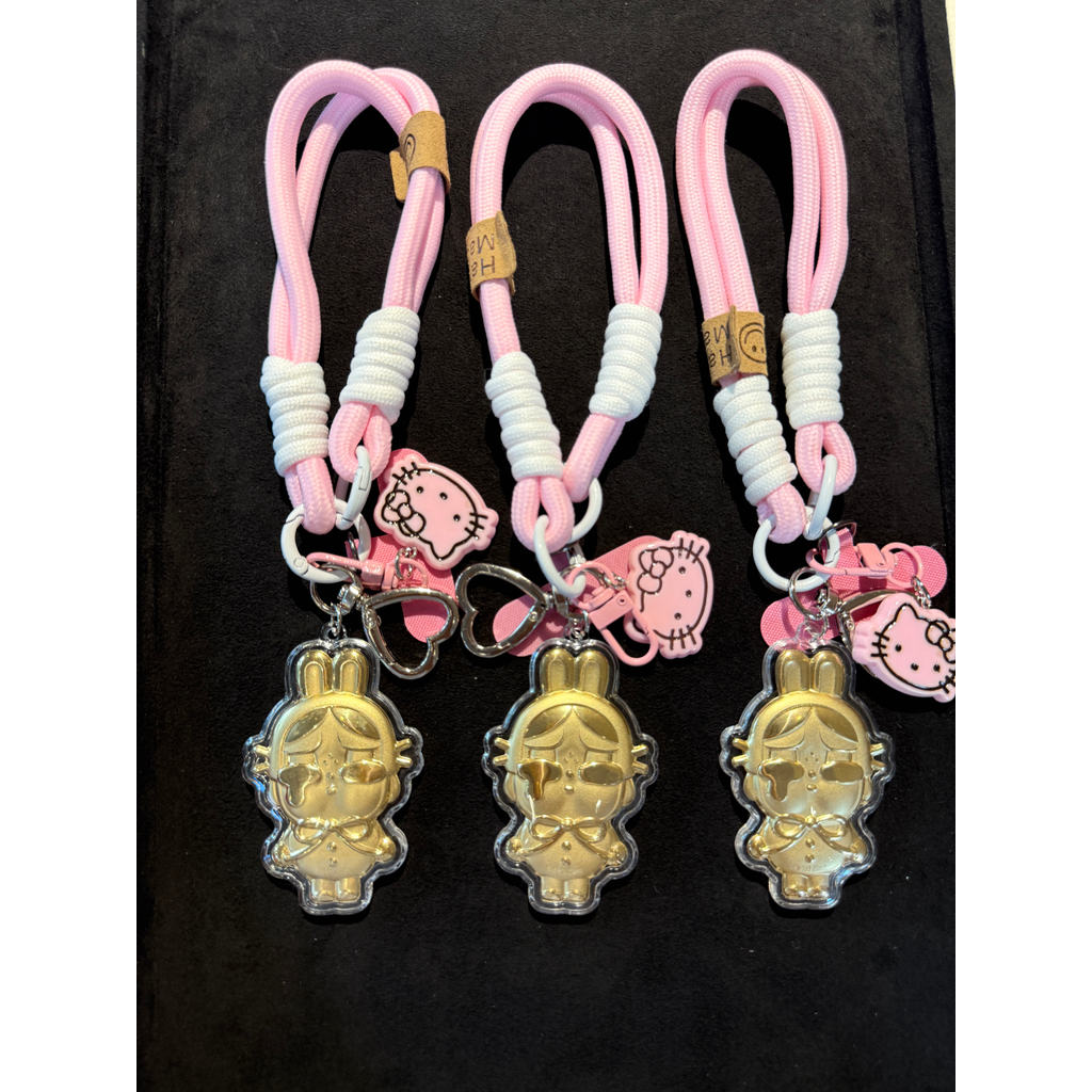 Hong Kong Zhengsheng Jewelry Pure Gold 999hellokitty Cat Keychain hellokitty Cat Mobile Phone Pendan