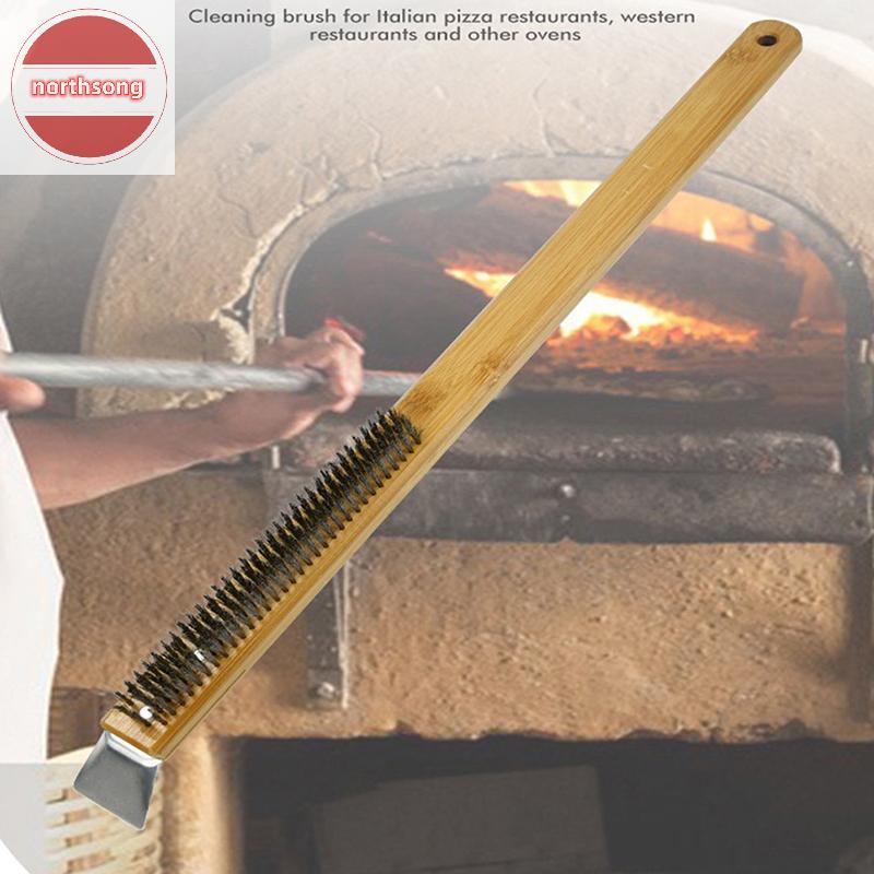 NOR พิซซ่าเตาอบแปรงไม้ Handle Grill Scraper แปรงทําความสะอาดในครัวเรือนเครื่องมือพิซซ่าสําหรับเตาอบท