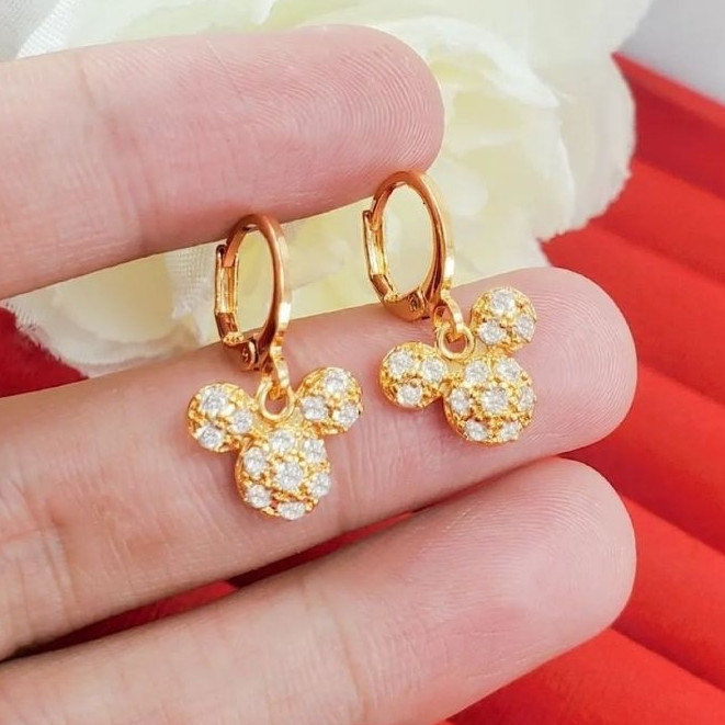 ป้องกันสนิม mikey mouse motif ต่างหูคลิปทองไทเทเนียม