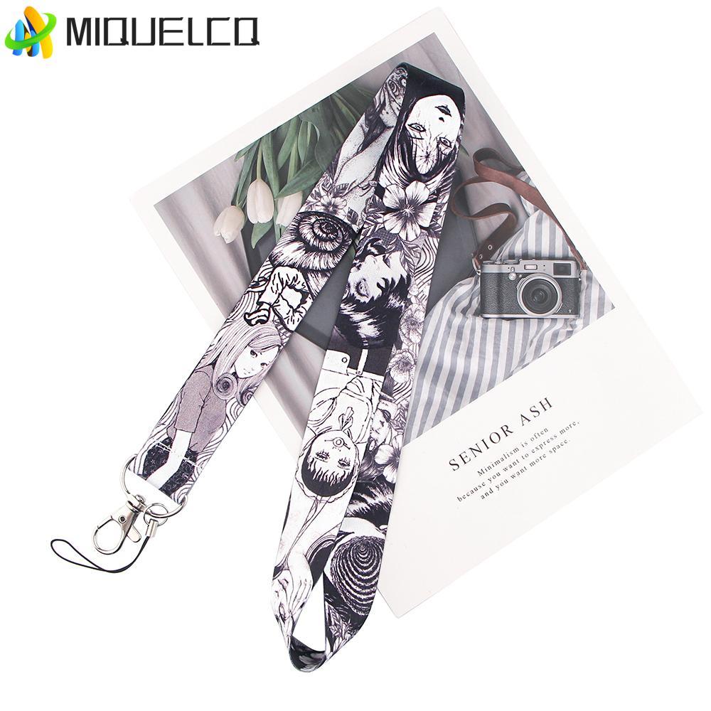 MIQUELCQ Junji Ito Name Tag Holder กล้องโทรศัพท์มือถือสายรัดป้ายสําหรับ key ID Card แขวนเชือก